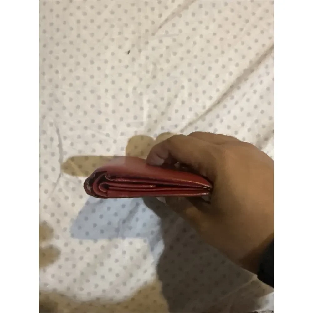 Red Burberry Saffiano leather bifold wallet